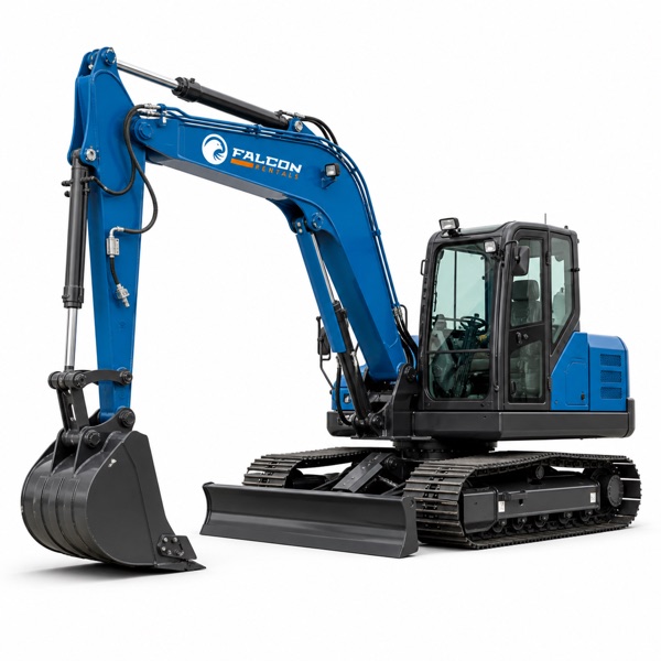 Falcon Rentals branded 20-ton hydraulic excavator available for rent in Whitecourt