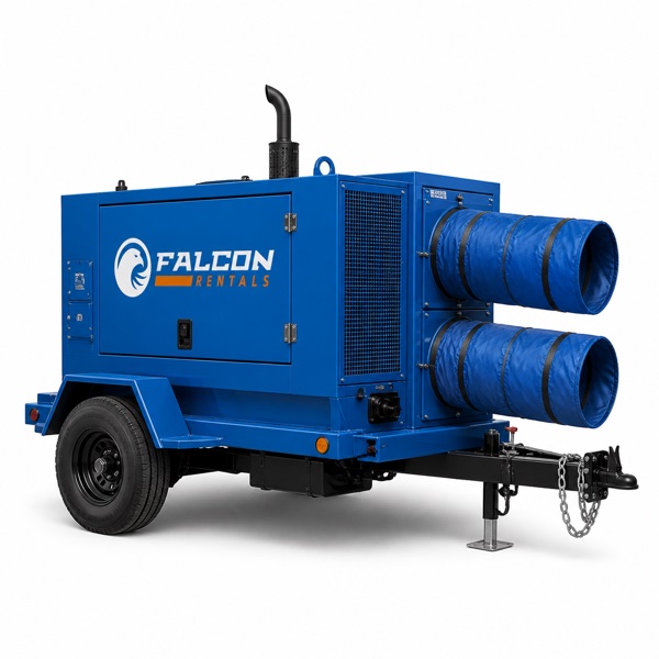 Falcon Rentals flameless heater trailer for oil and gas jobsites near Whitecourt